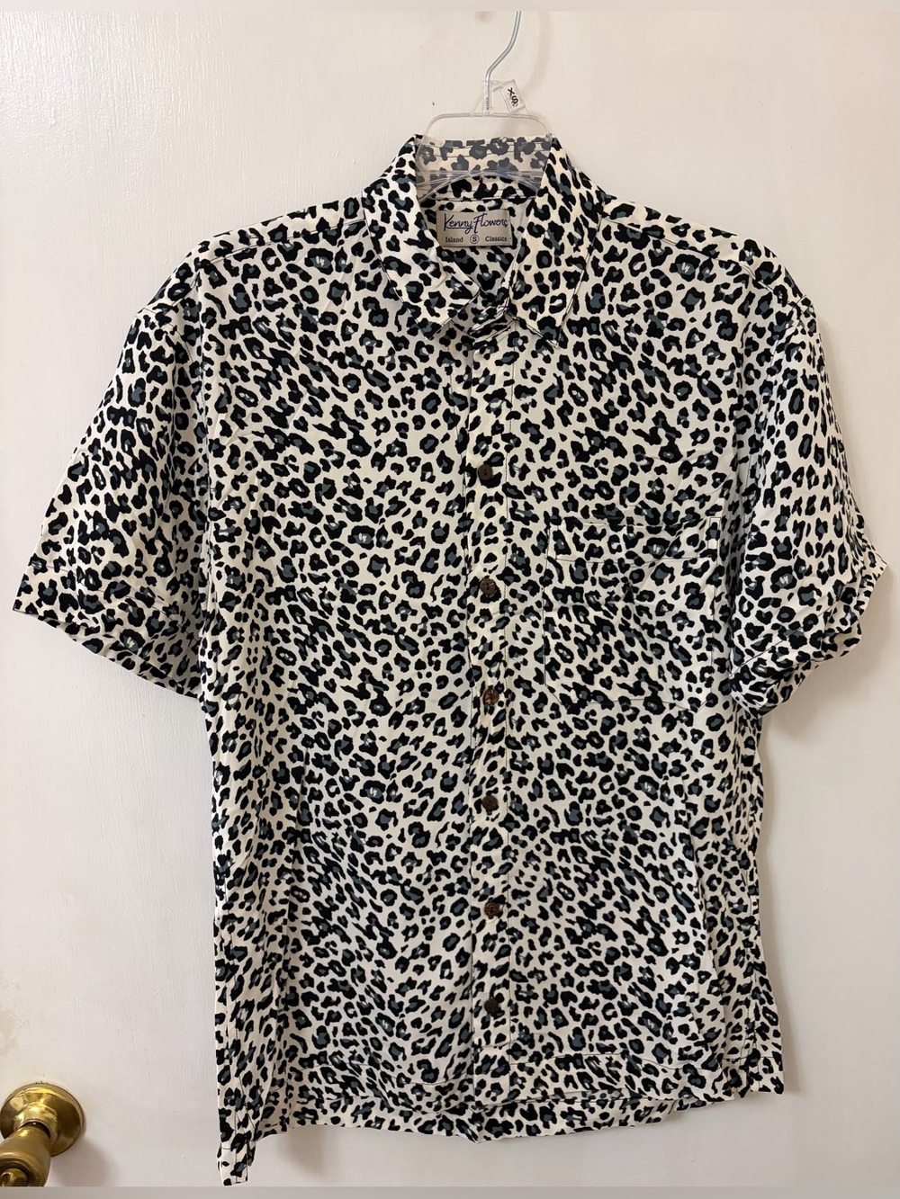 Kenny Flowers Men's Black, White & Slate Leopard Print Button-Down Shirt